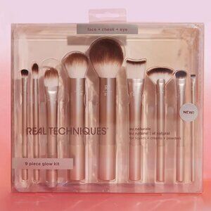 Real Techniques 9pcs Au Naturale Makeup Brush Set, For Liquid, Cream, & Powder